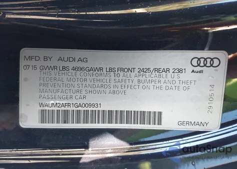 2016 Audi A5 2.0T Premium from USA, damaged, VIN WAUM2AFR1GA009931